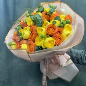 Яркое настроение пионовидных роз 51 шт